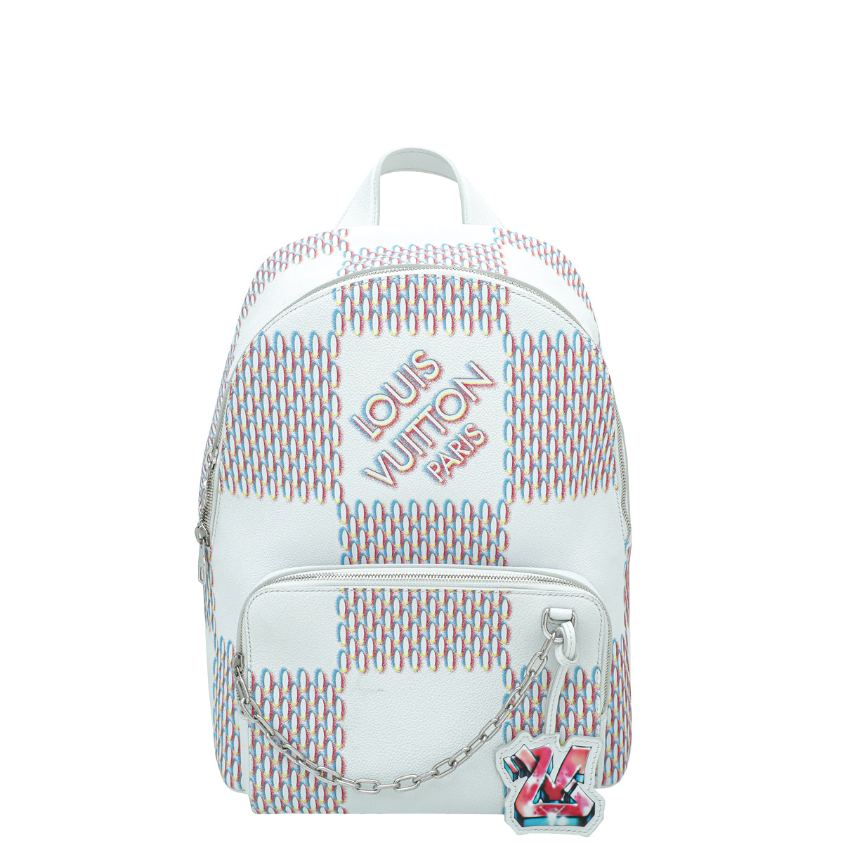 Louis Vuitton White Multicolor Damier Spray Racer Backpack Bag