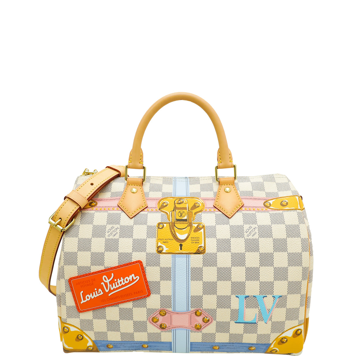 Louis Vuitton Azur Summer Trunks Speedy Bandouliere 30 Bag