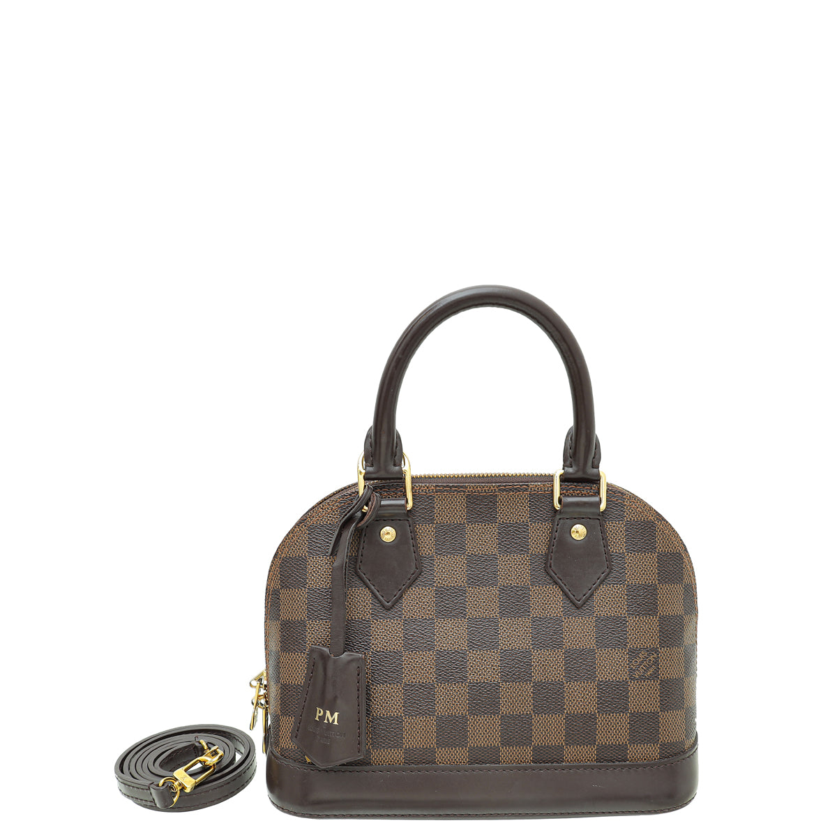 Louis Vuitton Damier Ebene Alma BB Bag W/ PM INITIALS