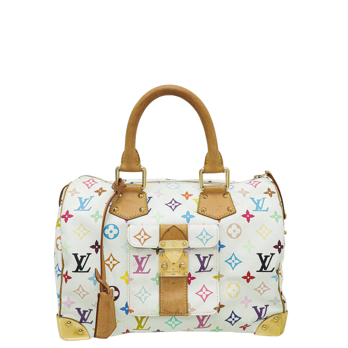 Louis Vuitton Monogram White Multicolor Speedy 30 Bag