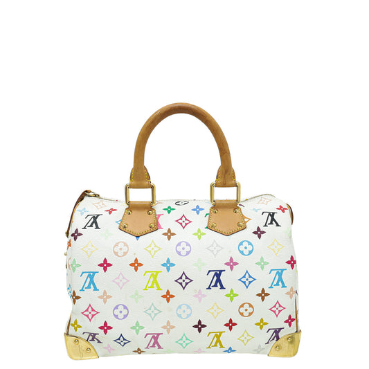 Louis Vuitton Monogram White Multicolor Speedy 30 Bag