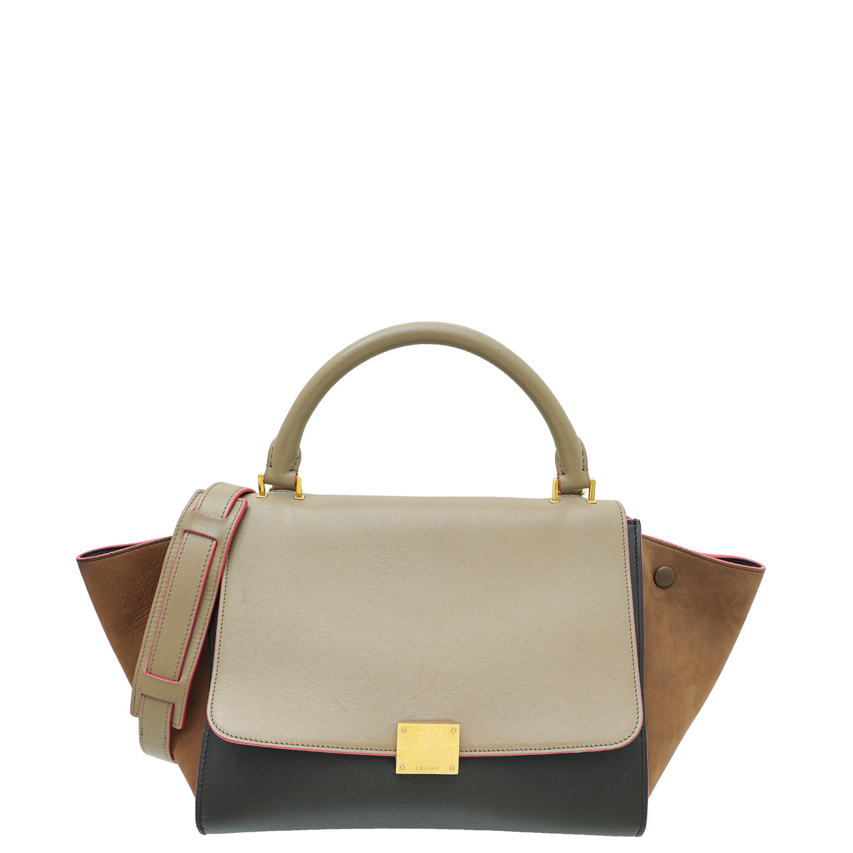 Celine Multicolor Brown Trapeze Medium Bag