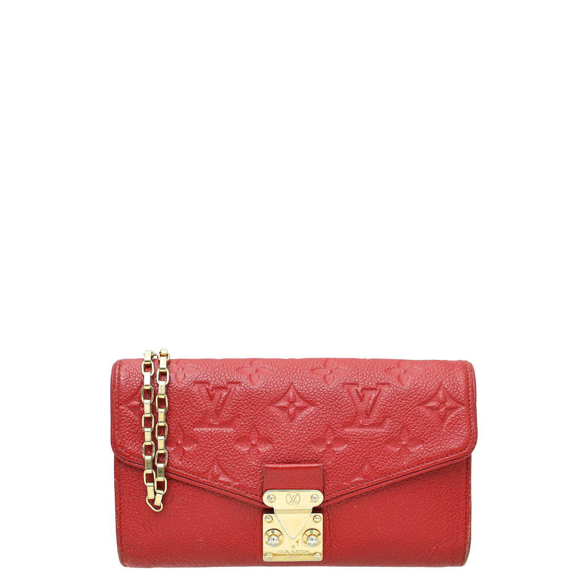 Louis Vuitton Red Monogram Empreinte Saint Germain Pochette With Chain