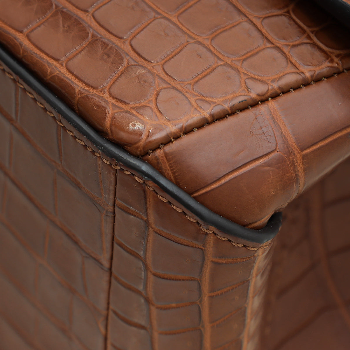 Louis Vuitton Cognac Matte Crocodile Volta Bag