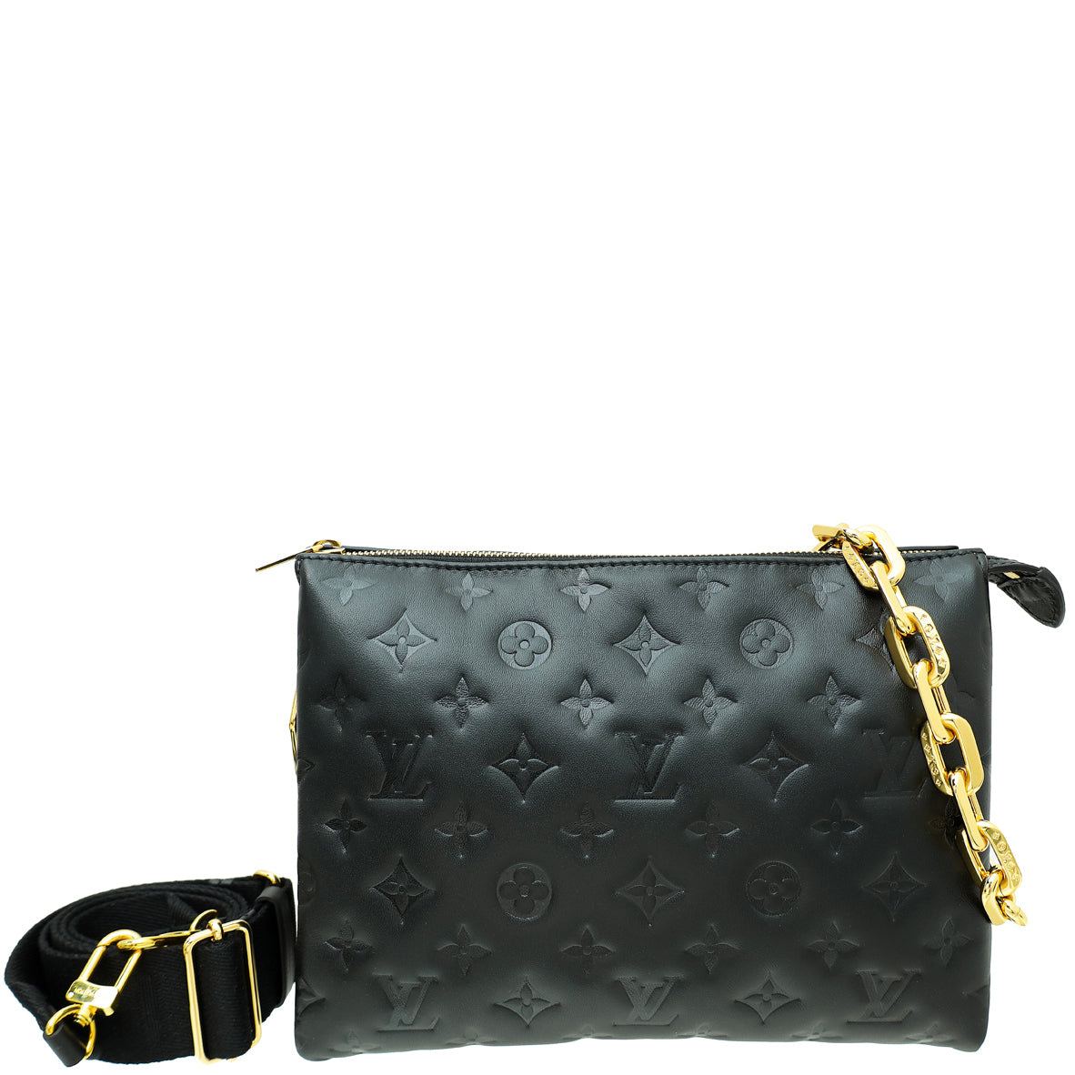 Louis Vuitton Black Monogram Embossed Coussin PM Bag