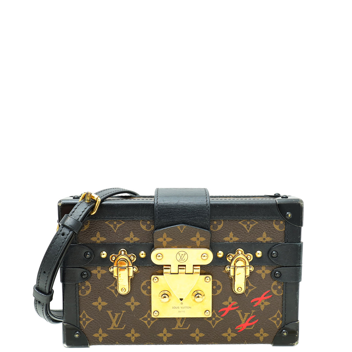 Louis Vuitton Bicolor Monogram Petite Malle Bag W/ 3 Signature Crosses