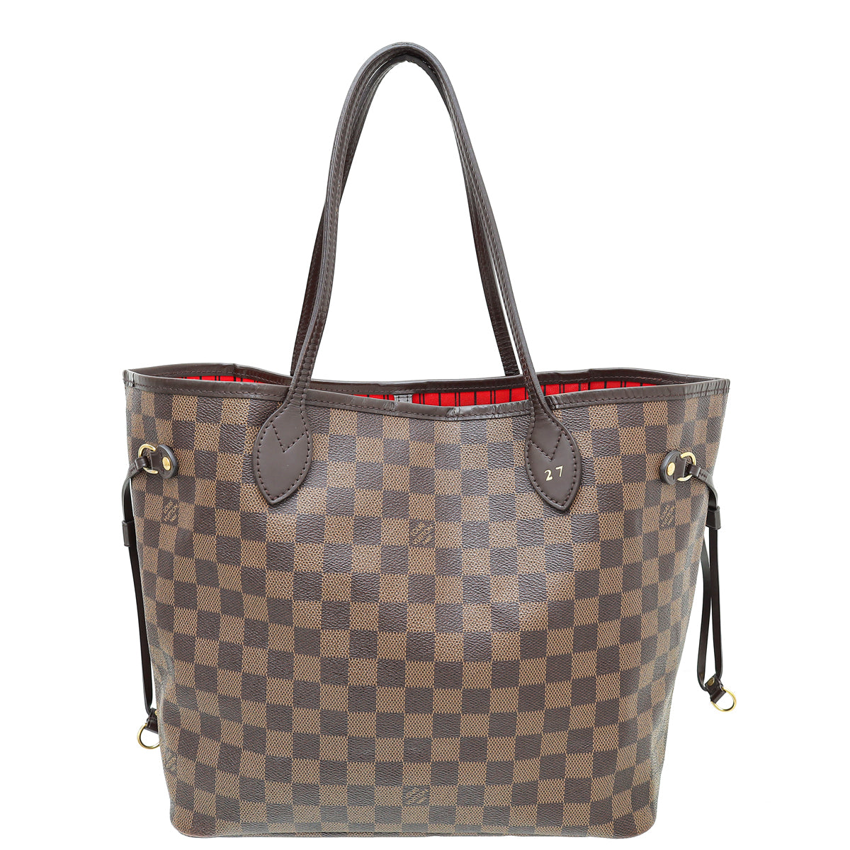 Louis Vuitton Damier Ebene Neverfull MM Bag W/ Pouch & 27 INITIALS