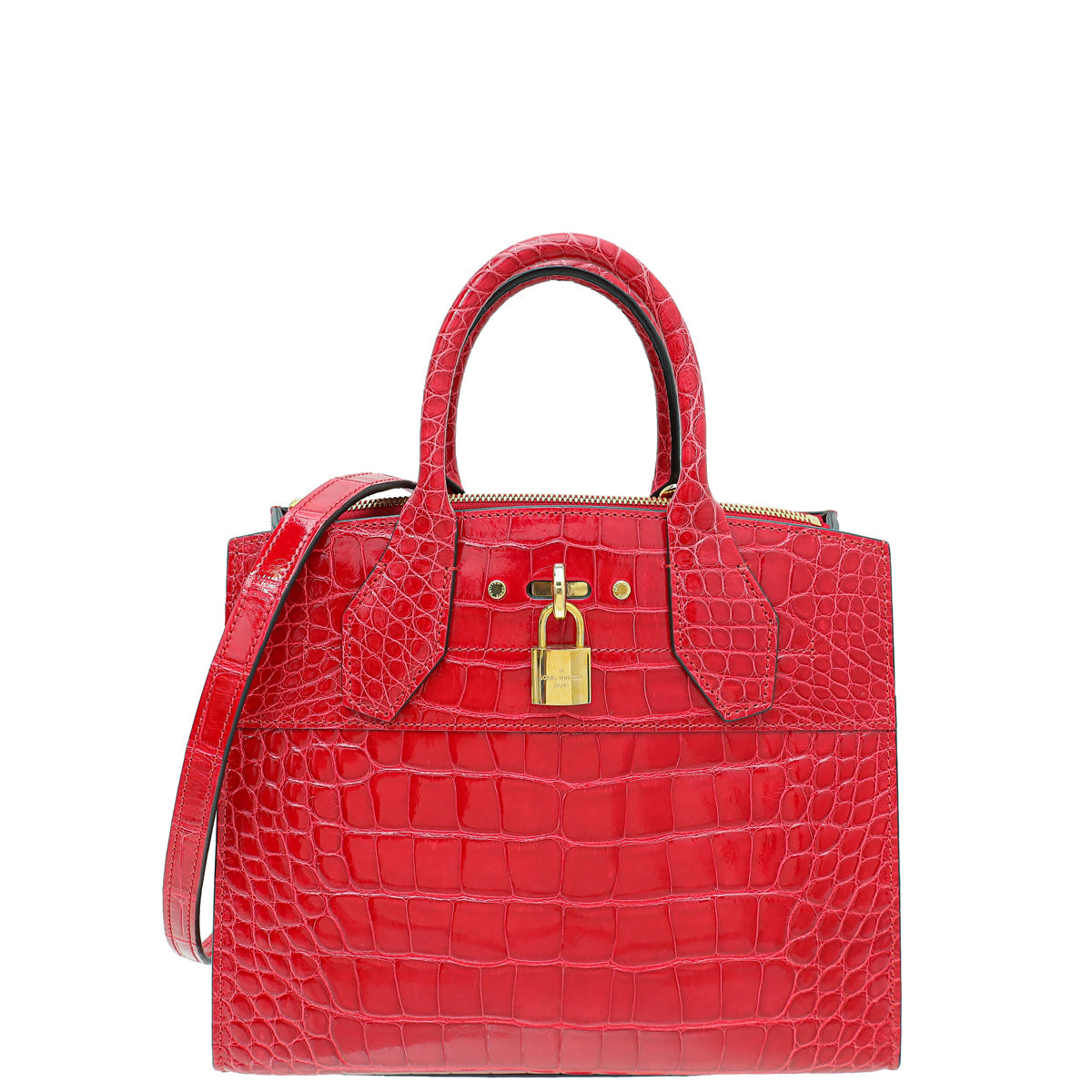 Louis Vuitton Red Shiny Alligator City Steamer PM Bag