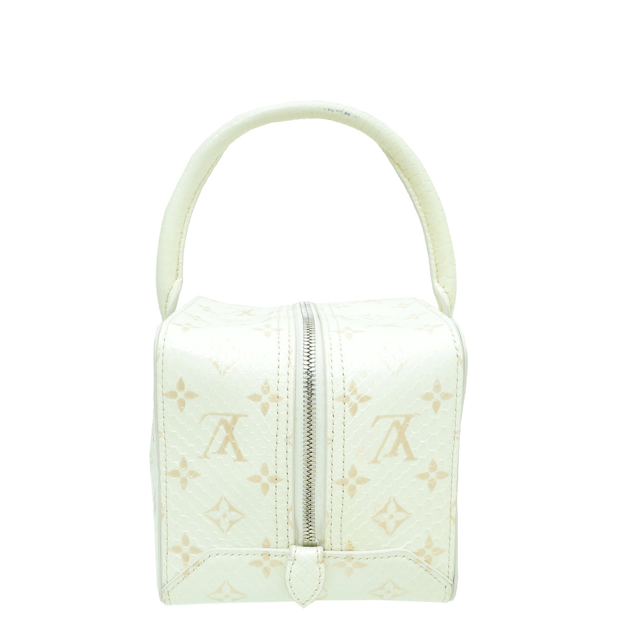 Louis Vuitton White Monogram Shiny Python Square Bag