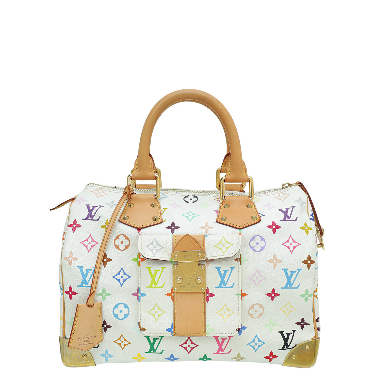 Louis Vuitton Monogram White Multicolor Speedy 30 Bag