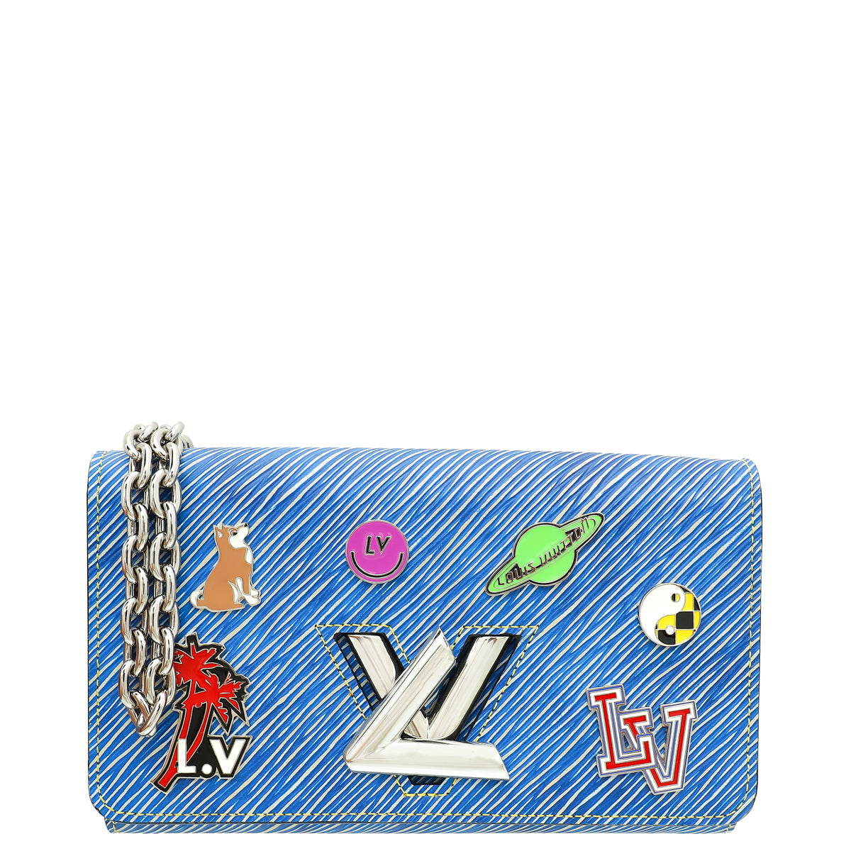 Louis Vuitton Blue Denim Charms Twist Wallet On Chain