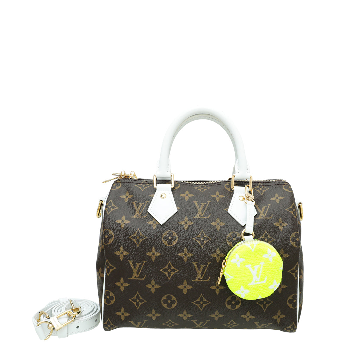 Louis Vuitton Monogram White Sporty Speedy Bandouliere 25 Bag