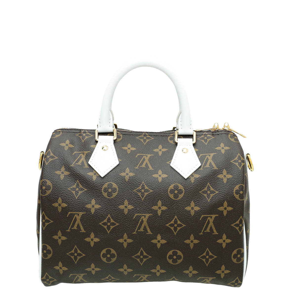 Louis Vuitton Monogram White Sporty Speedy Bandouliere 25 Bag