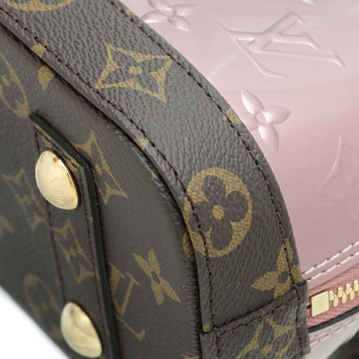 Louis Vuitton Monogram Rose Pale Metallise Vernis Alma BB Bag