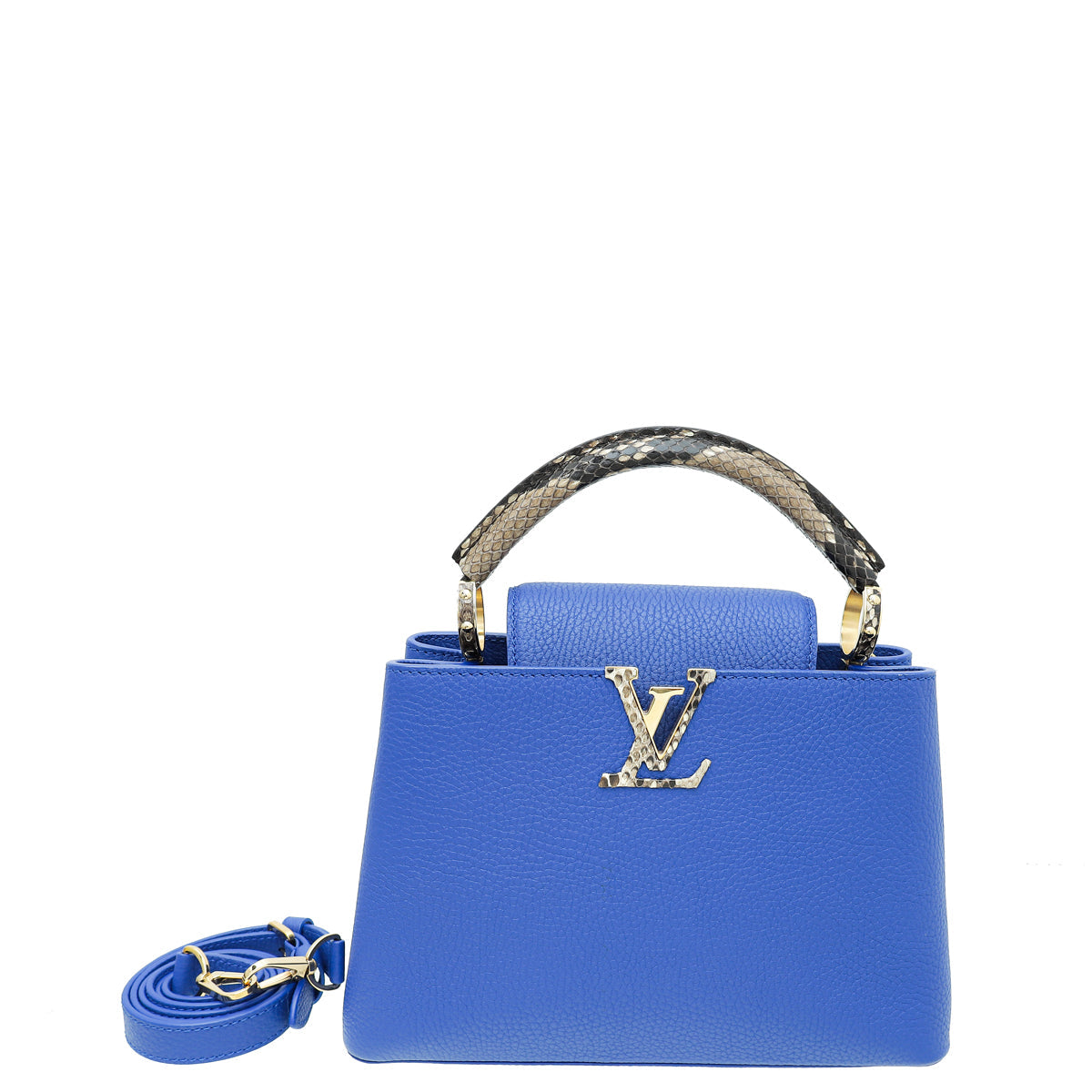 Louis Vuitton Blue Capucine BB Python Handle Bag