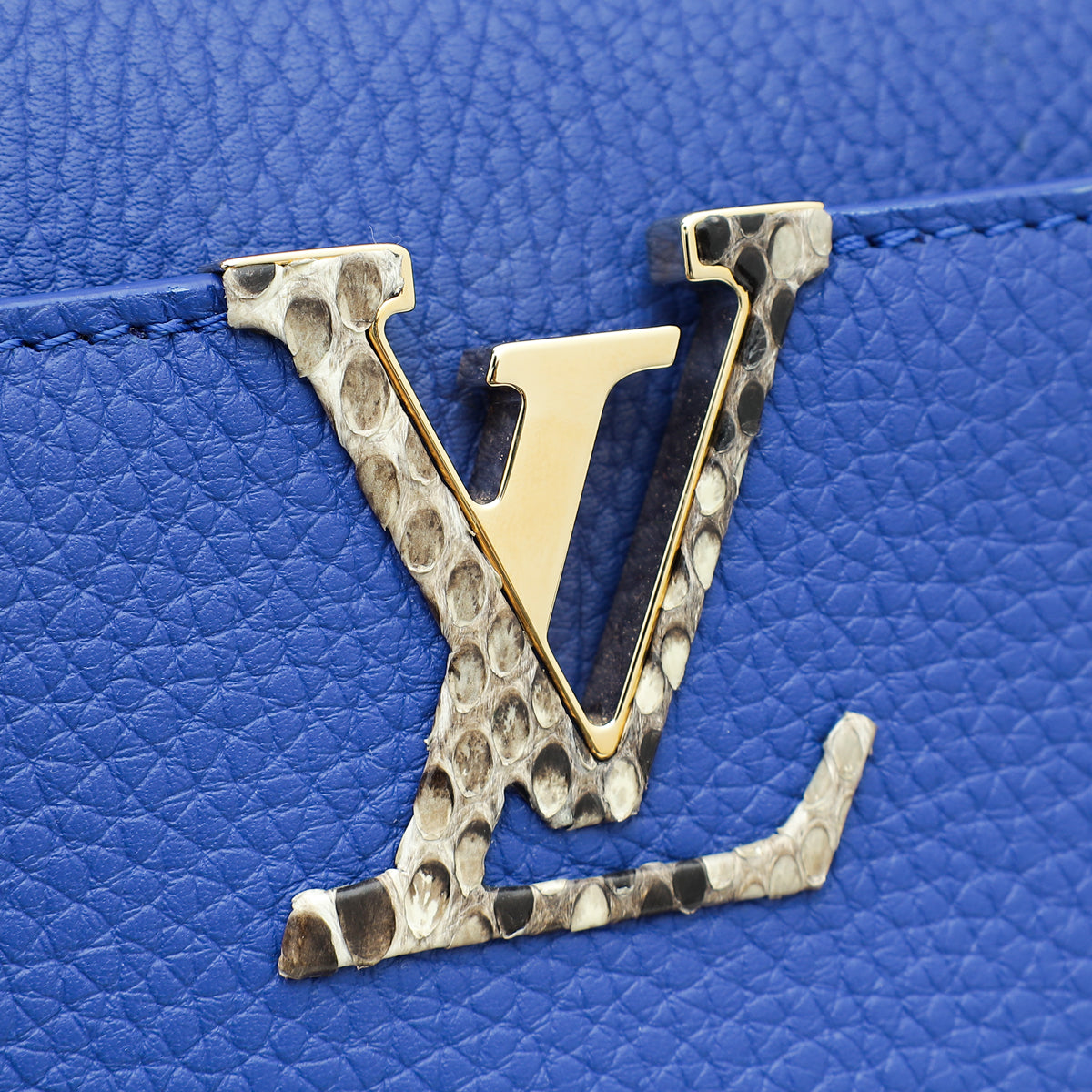 Louis Vuitton Blue Capucine BB Python Handle Bag