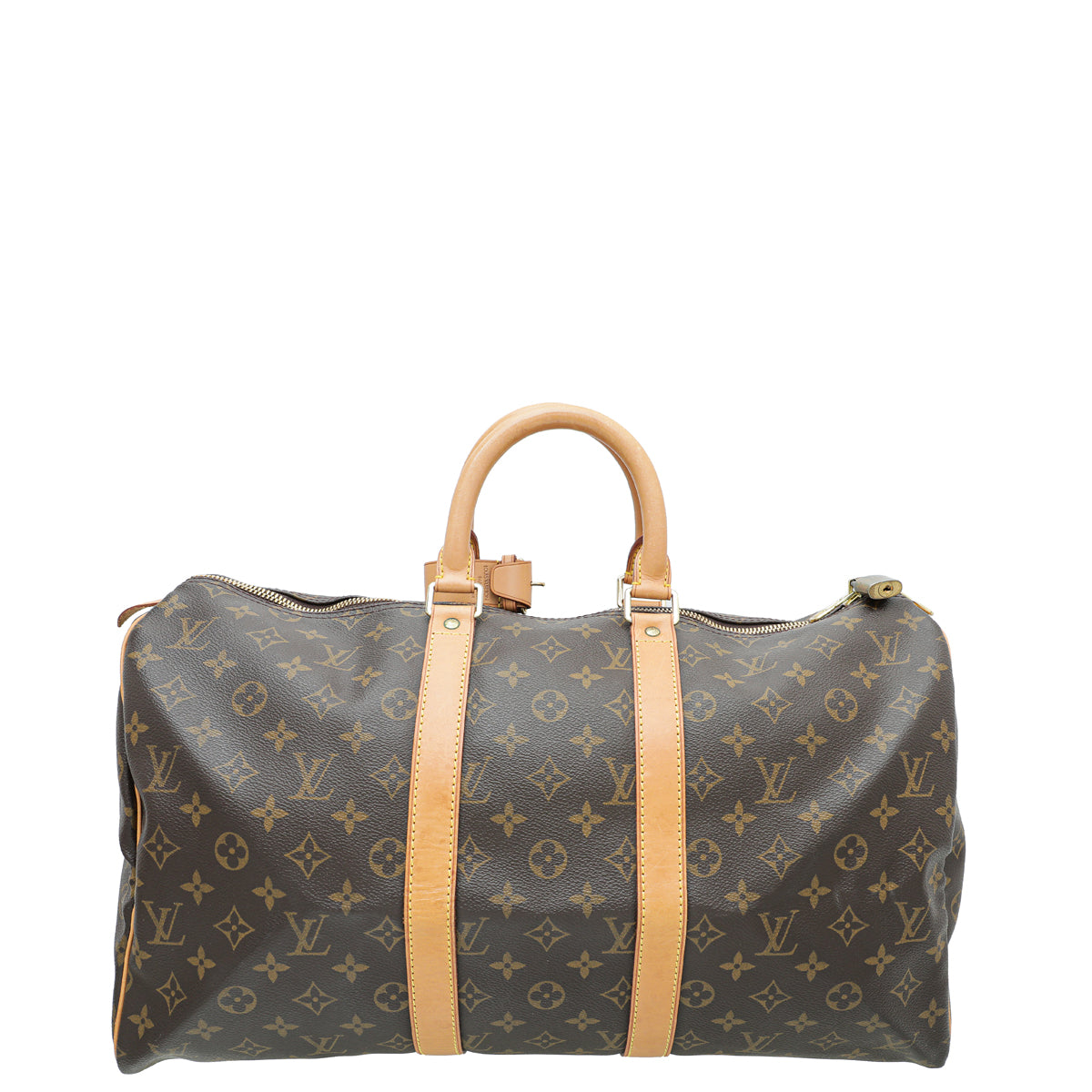 Louis Vuitton Brown Monogram Keepall 45 Bag w/Leather ID Tag