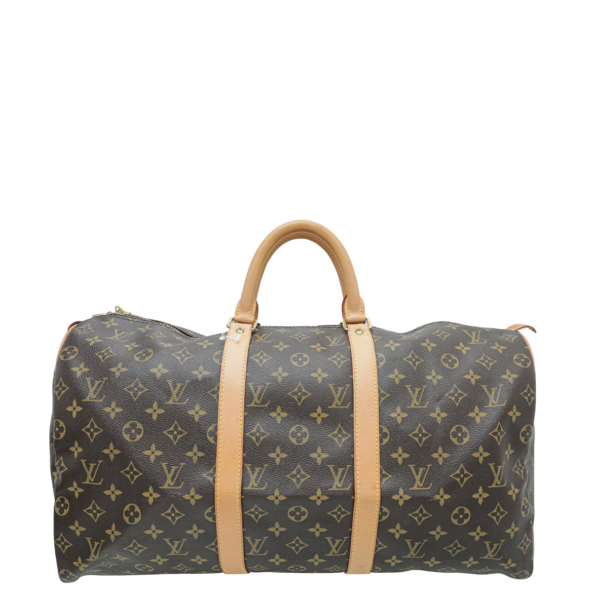 Louis Vuitton Brown Monogram Keepall 50 Bag w/Leather ID Tag