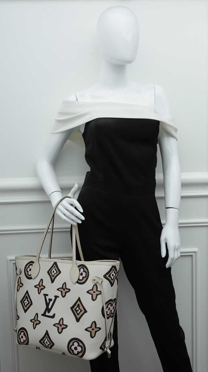 Louis Vuitton Creme Monogram Giant Wild At Heart Neverfull MM Ltd.Ed. Bag