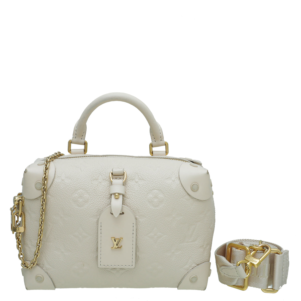 Louis Vuitton Cream Monogram Empreinte Petite Malle Souple Bag