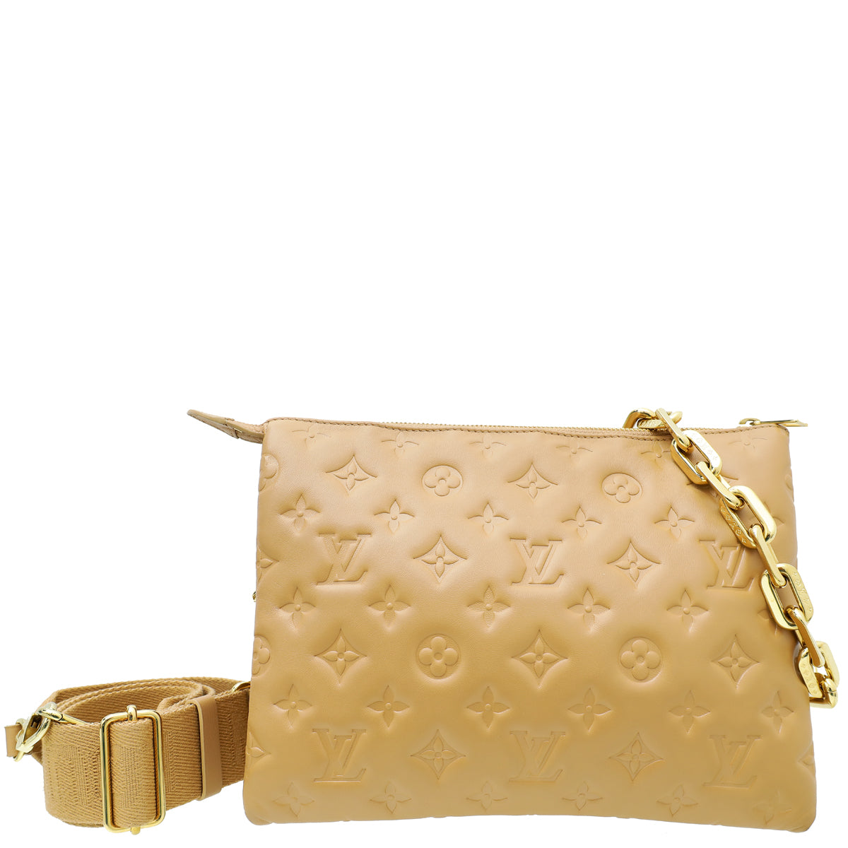 Louis Vuitton Camel Monogram Empreinte Embossed Coussin PM Bag