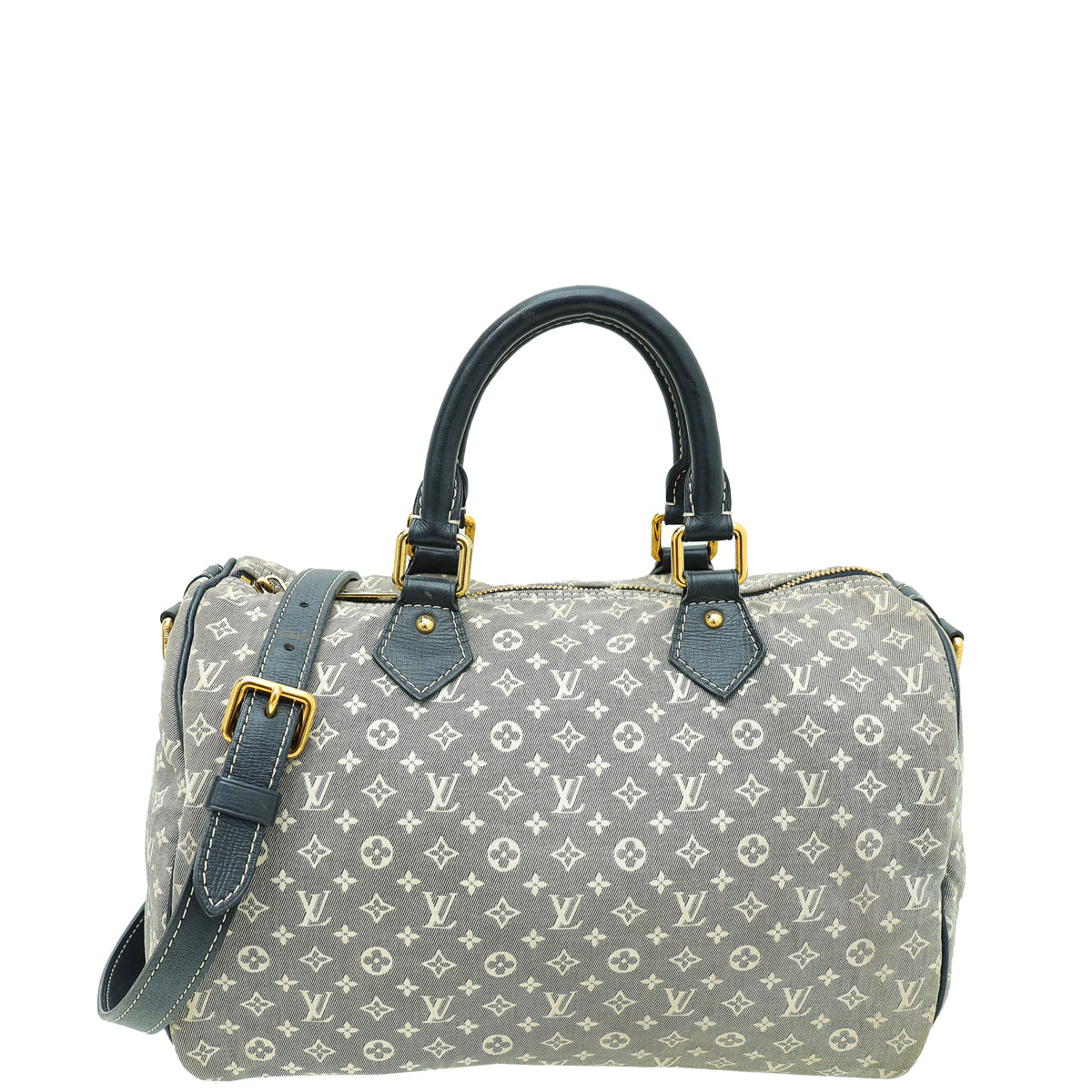 Louis Vuitton Blue Monogram Mini Lin Speedy Bandouliere 30 Bag