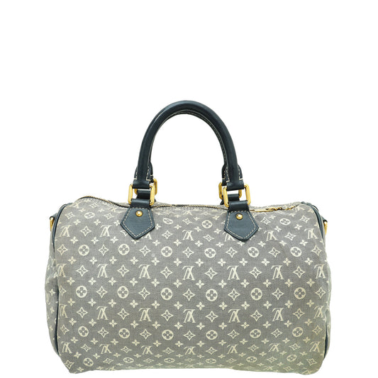 Louis Vuitton Blue Monogram Mini Lin Speedy Bandouliere 30 Bag