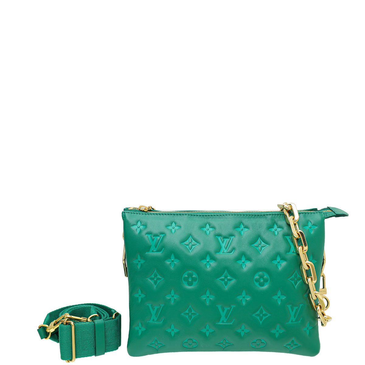 Louis Vuitton Vert Green Monogram Embossed Puffy Coussin PM Bag