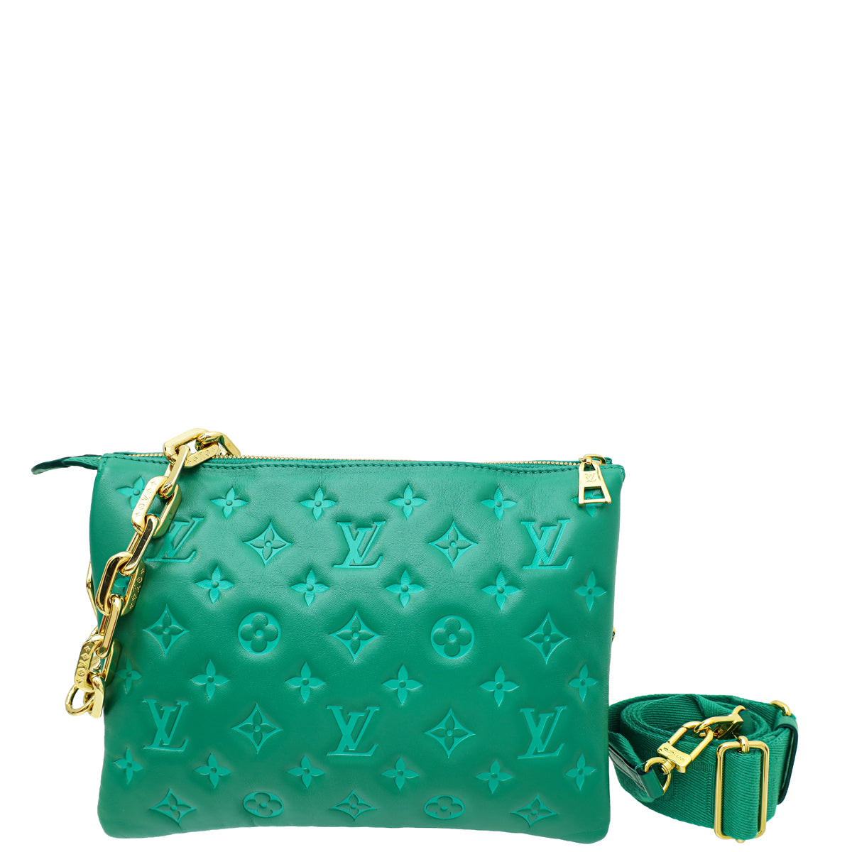 Louis Vuitton Vert Green Monogram Embossed Puffy Coussin PM Bag