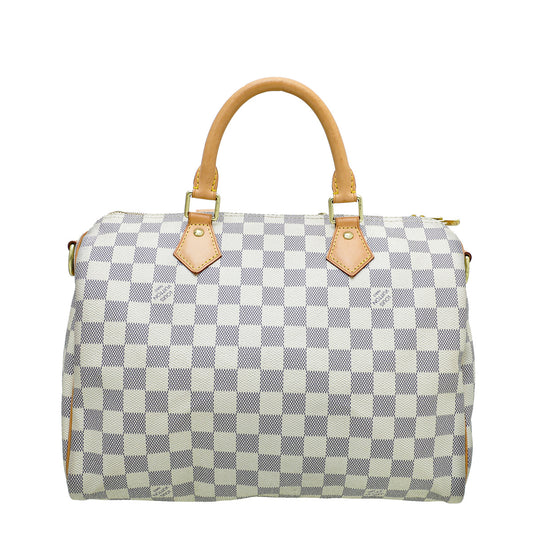 Louis Vuitton Azur Speedy 30 Bandouliere Bag W/ YN Initials