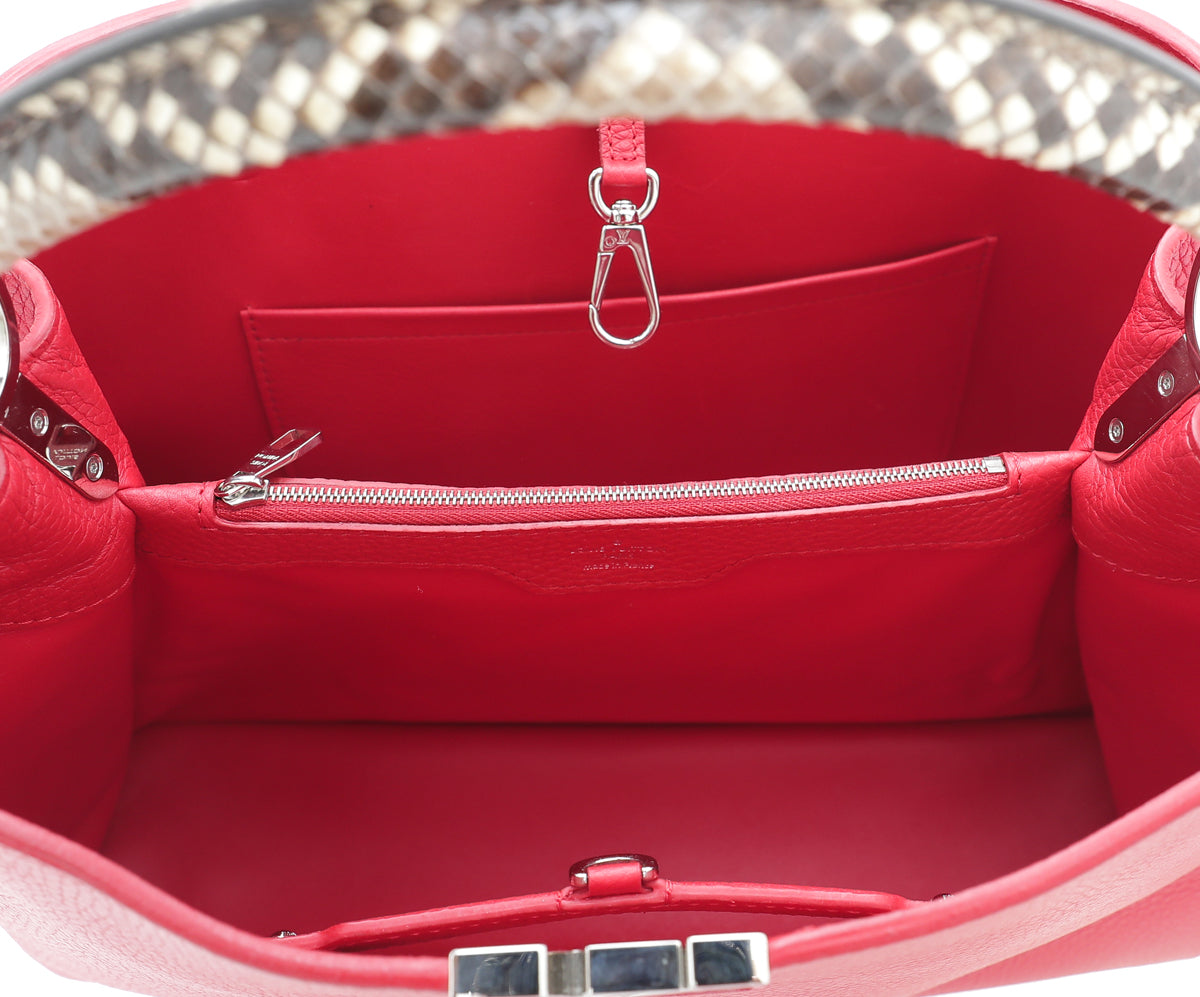 Louis Vuitton Scarlet Capucines GM Python Handle Bag