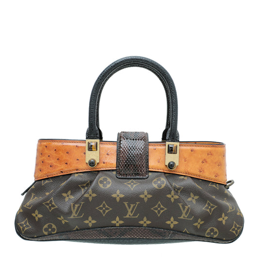 Louis Vuitton Bicolor Monogram Ostrich Lizard Oskar Waltz Bag