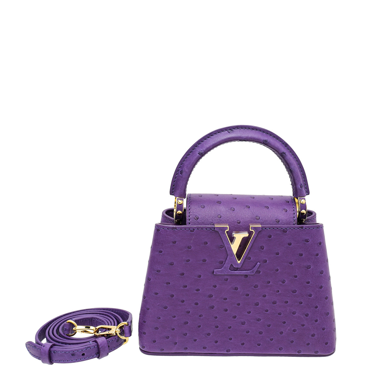 Louis Vuitton Amethyste Ostrich Capucines Mini Bag