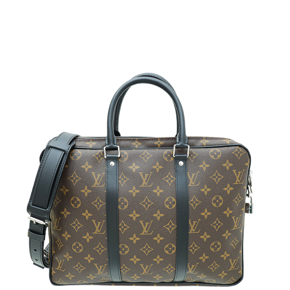 Louis Vuitton Monogram Black Macassar Porte-Documents Voyage PM Bag