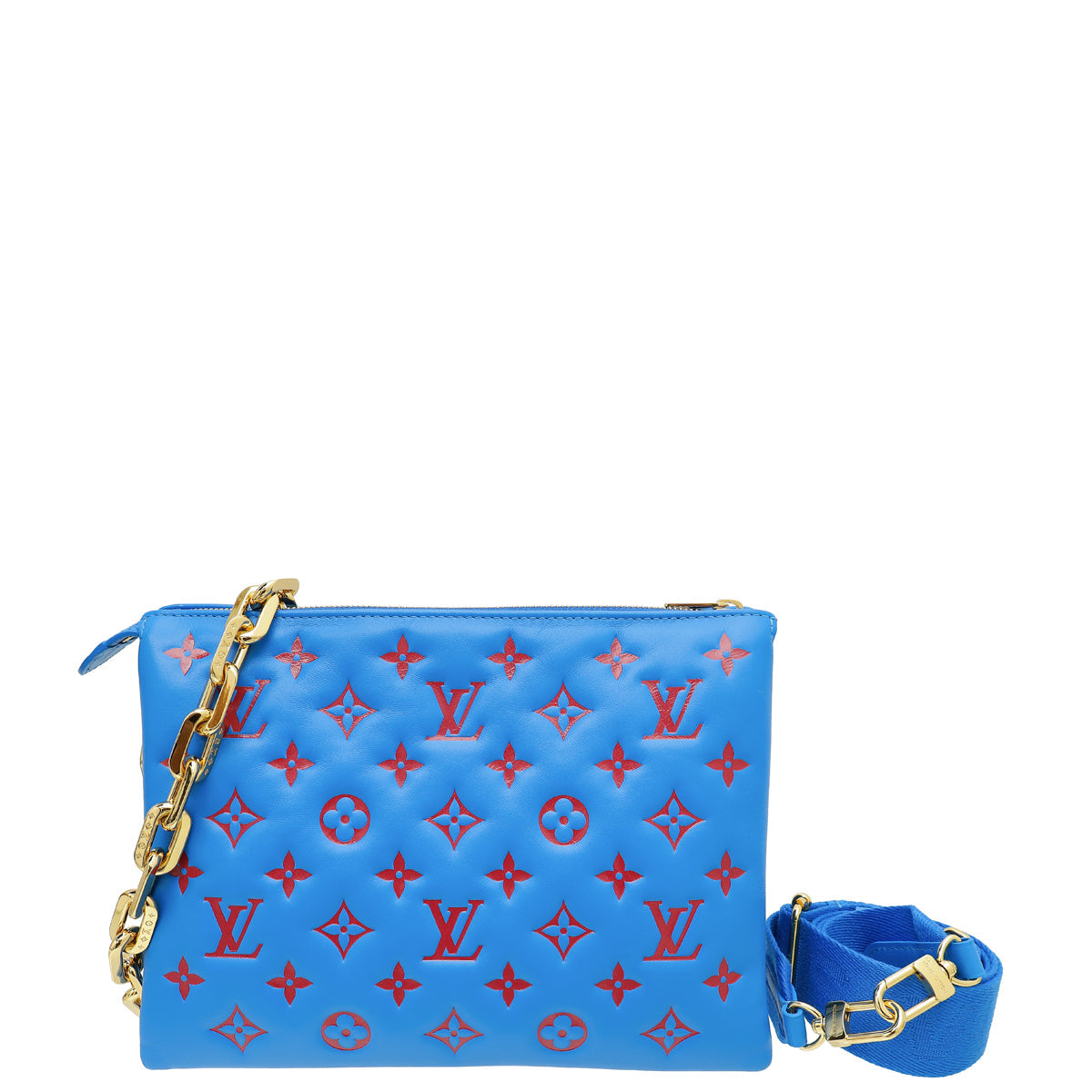 Louis Vuitton Bleu Rouge Monogram Embossed Coussin PM Bag