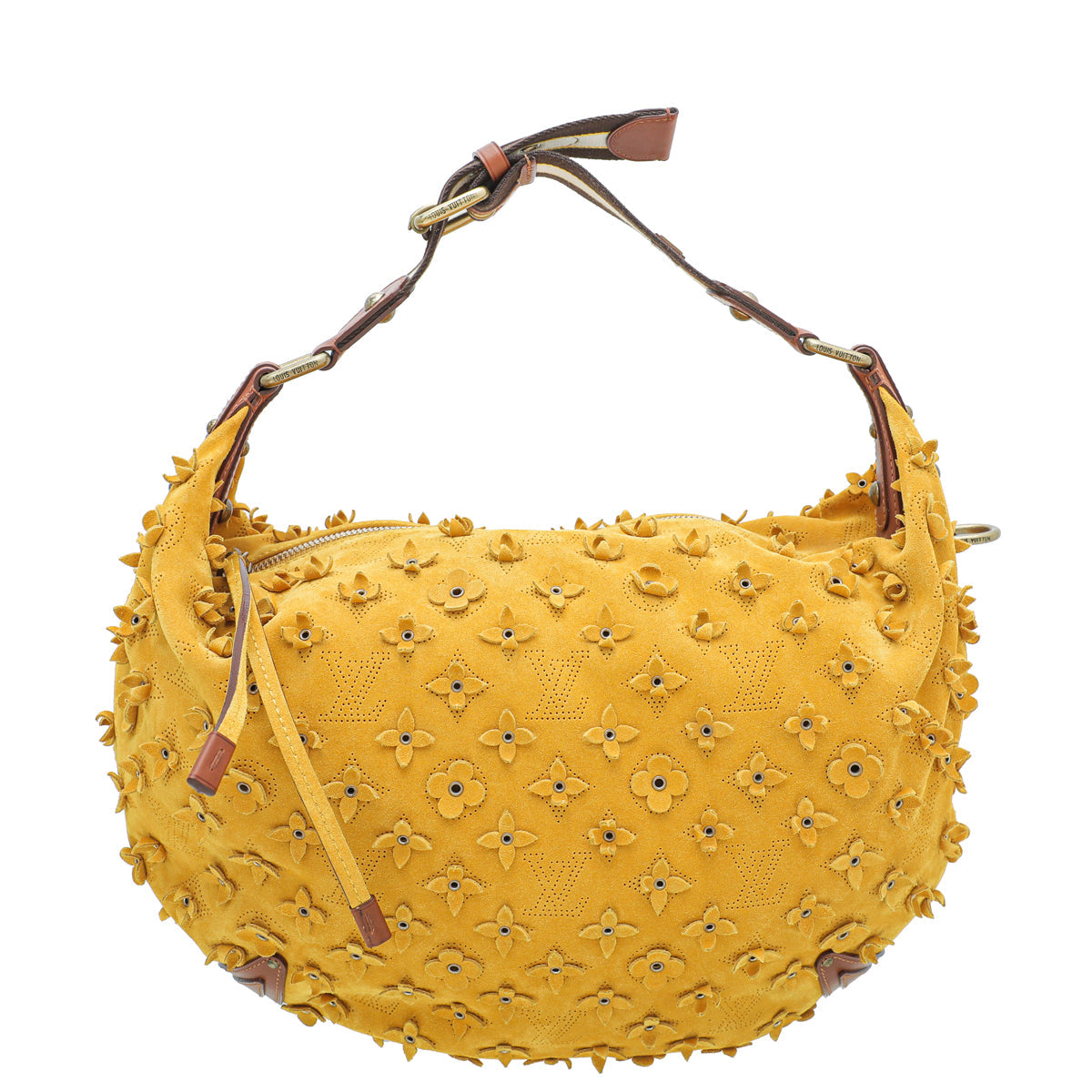 Louis Vuitton Maize Yellow Suede Mahina Fleurs Onatah GM Bag