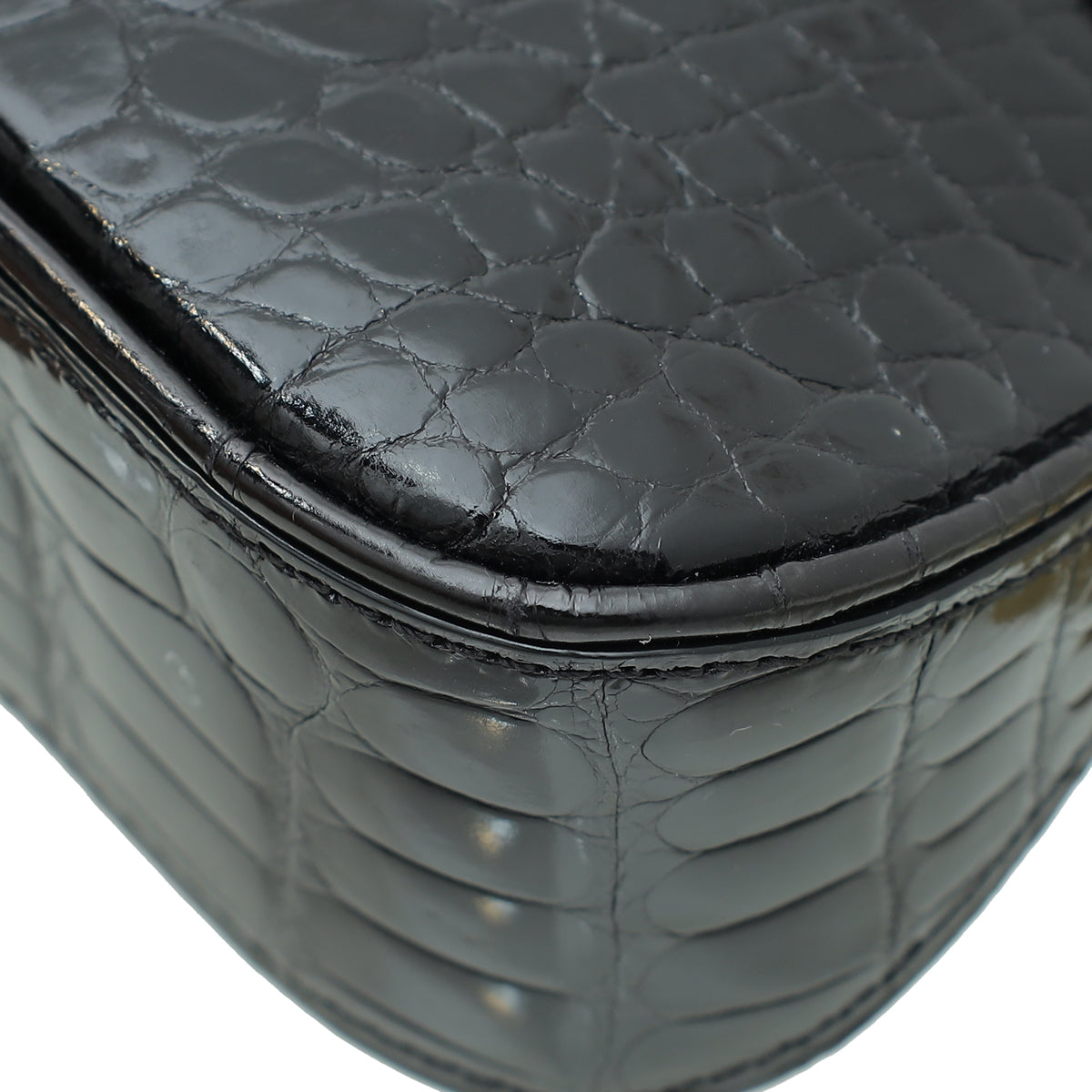 Louis Vuitton Black Crocodile Lockit Clutch