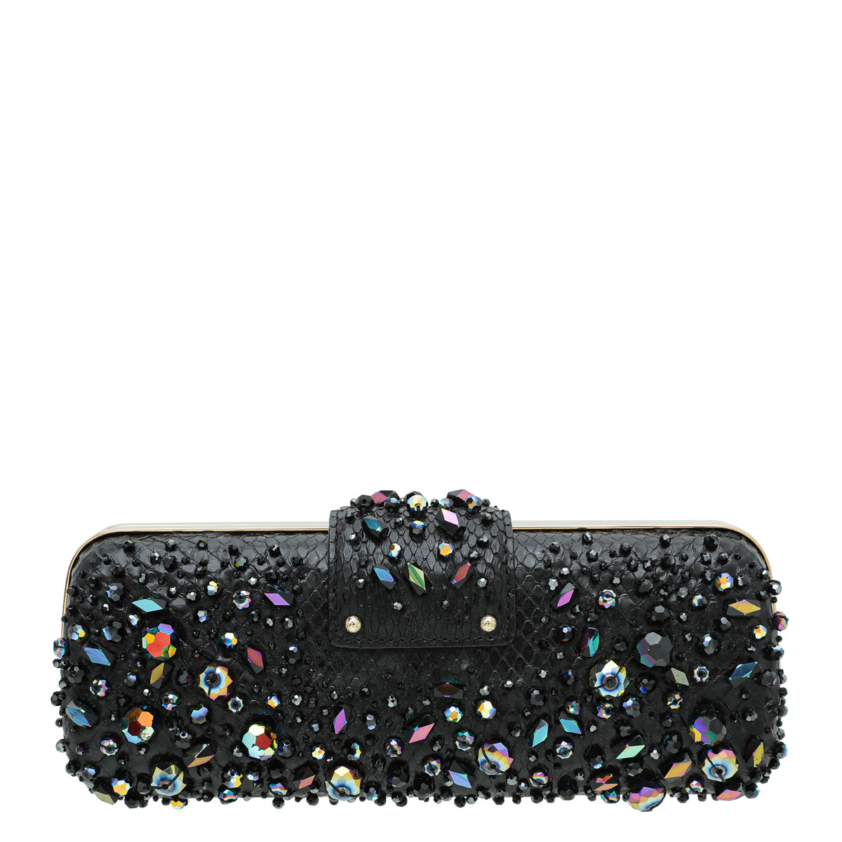 Louis Vuitton Black Minaudiere Tresor Python Clutch