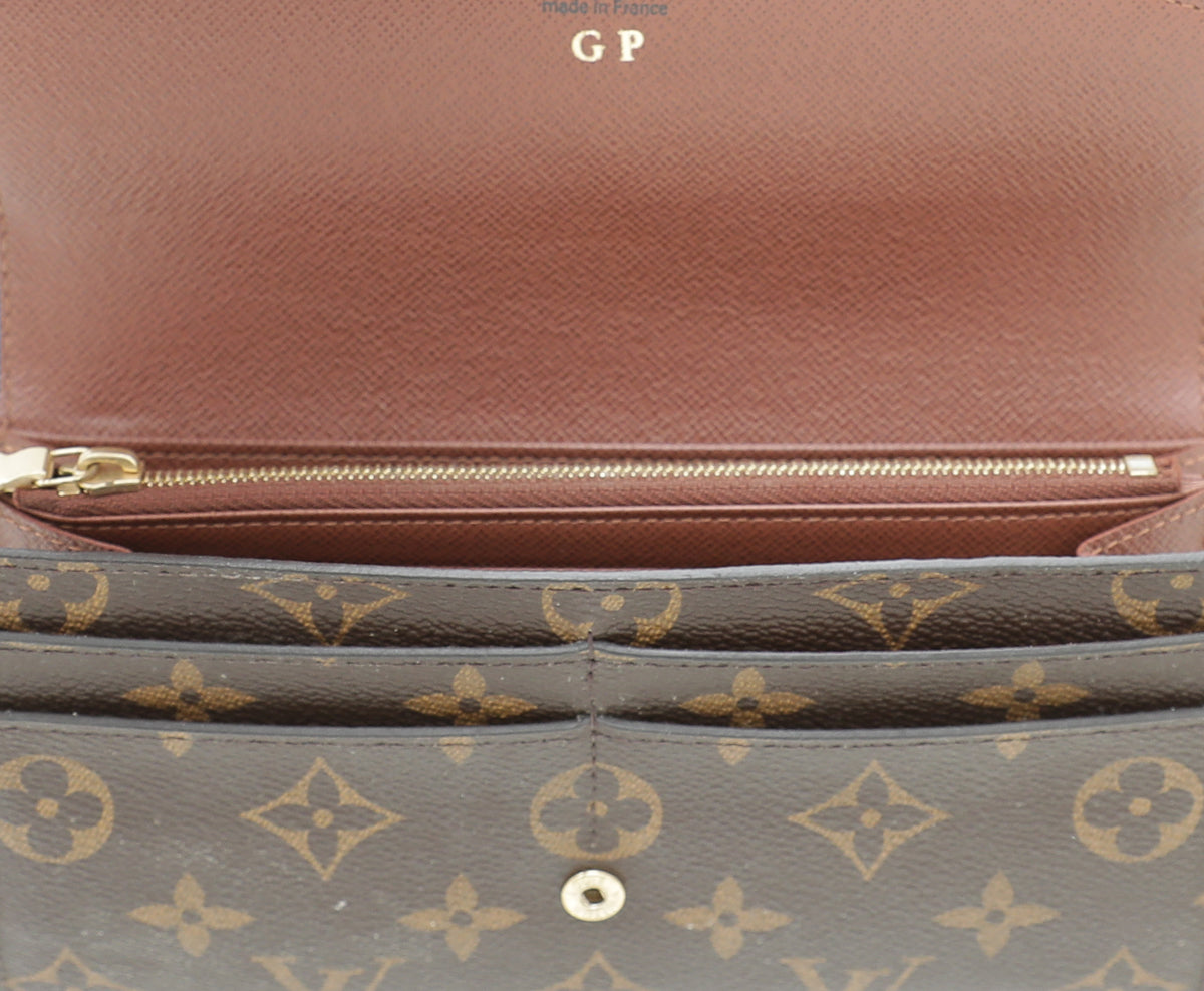 Louis Vuitton Brown Monogram Sarah Wallet w/GP Initials