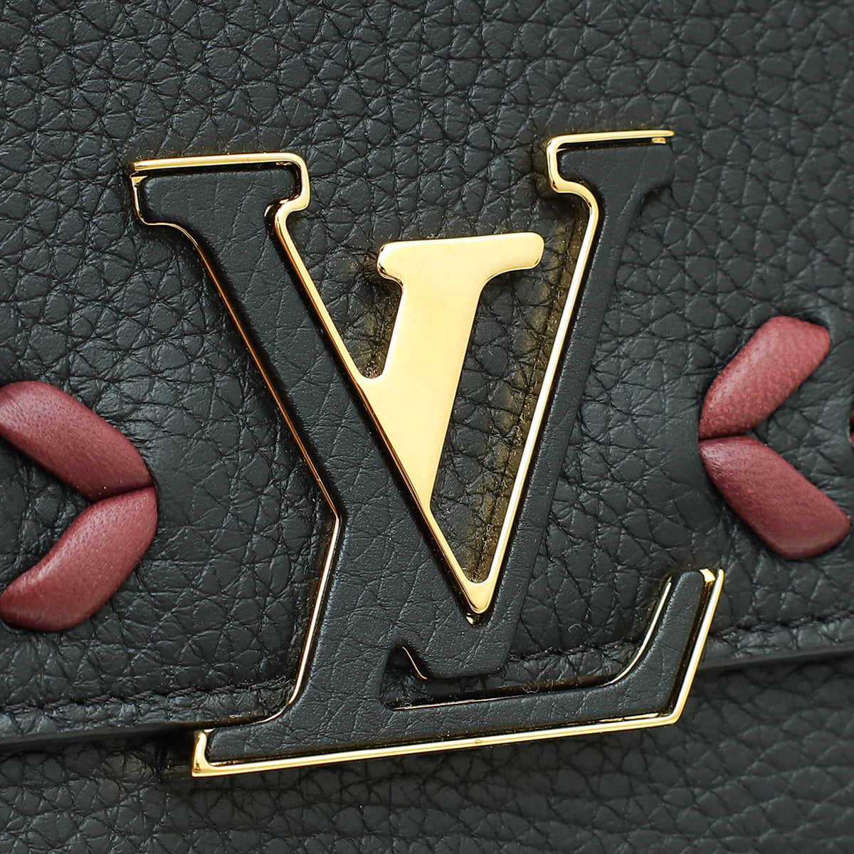 Louis Vuitton Black Capucines Long Wallet W/ Braided Detail