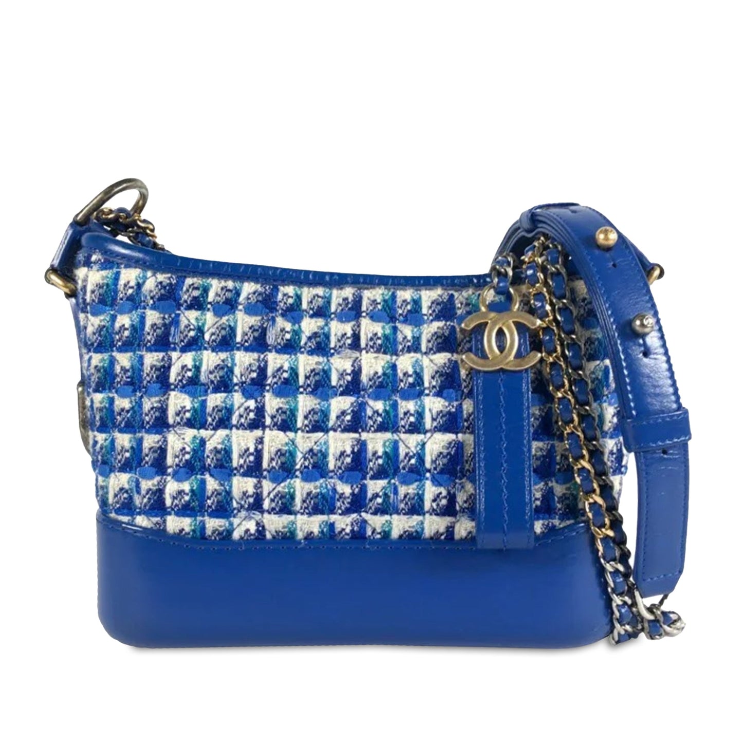 Chanel Gabrielle Small Blue Tweed Gold