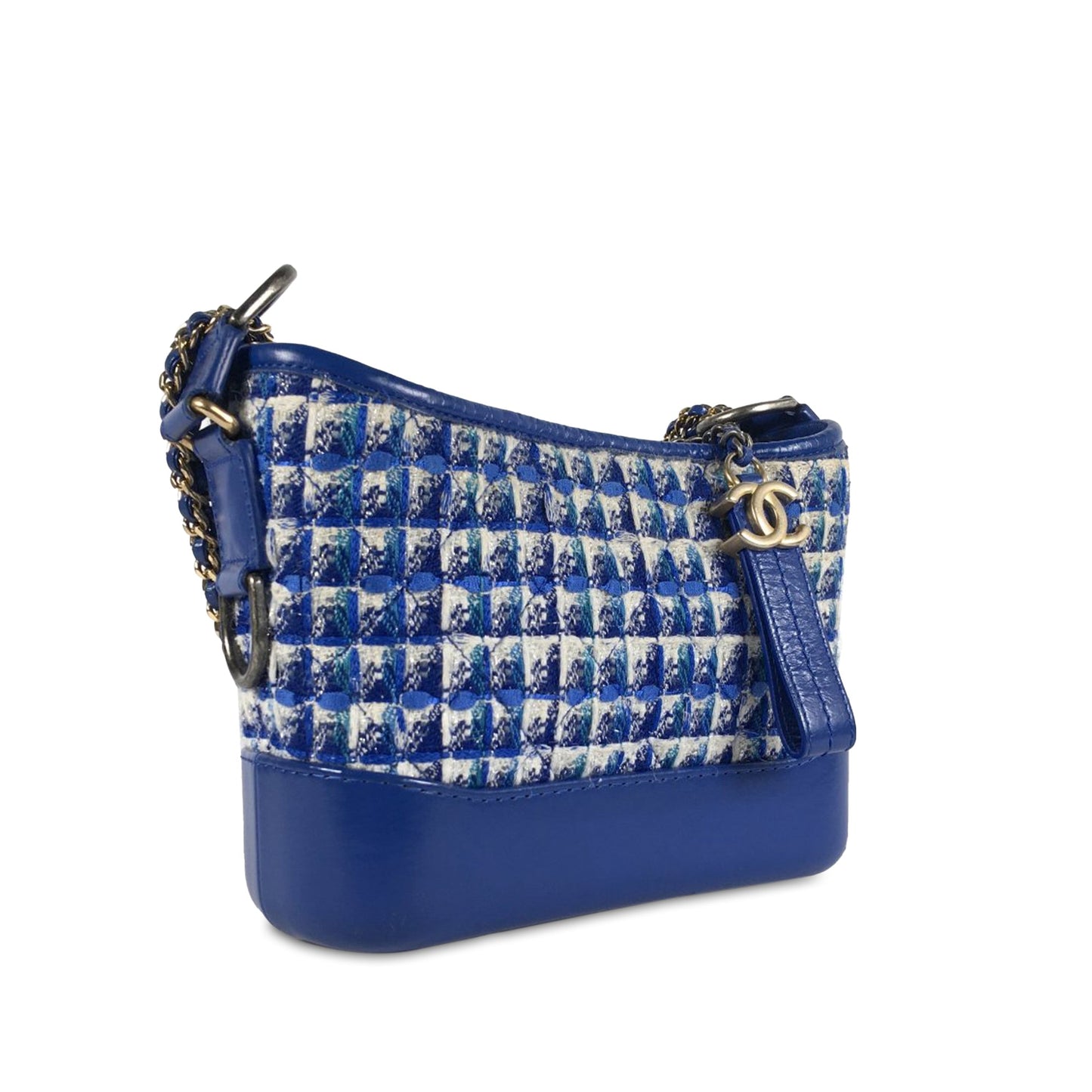 Chanel Gabrielle Small Blue Tweed Gold