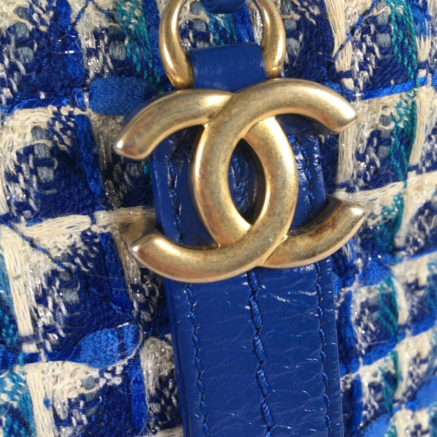 Chanel Gabrielle Small Blue Tweed Gold