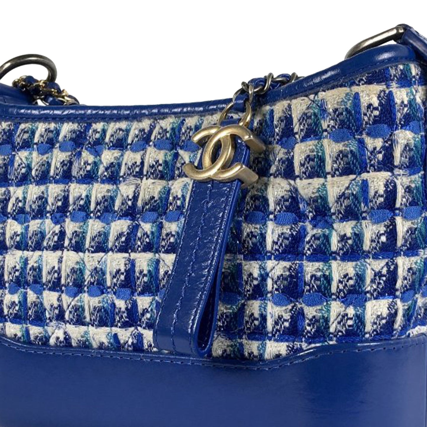 Chanel Gabrielle Small Blue Tweed Gold