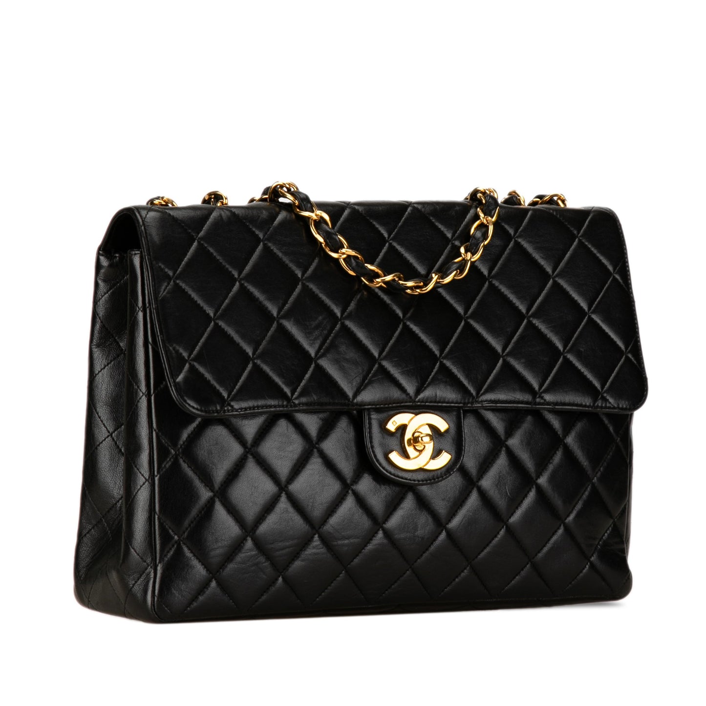 Chanel Classic Single Flap Jumbo Black Lambskin Gold