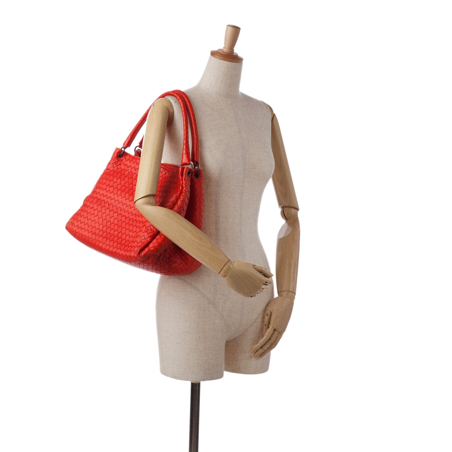 Red Bottega Veneta Intrecciato Parachute Tote