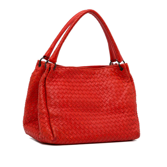 Red Bottega Veneta Intrecciato Parachute Tote