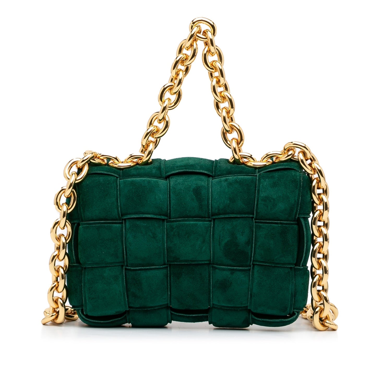 Bottega Veneta Padded Chain Cassette Green Suede