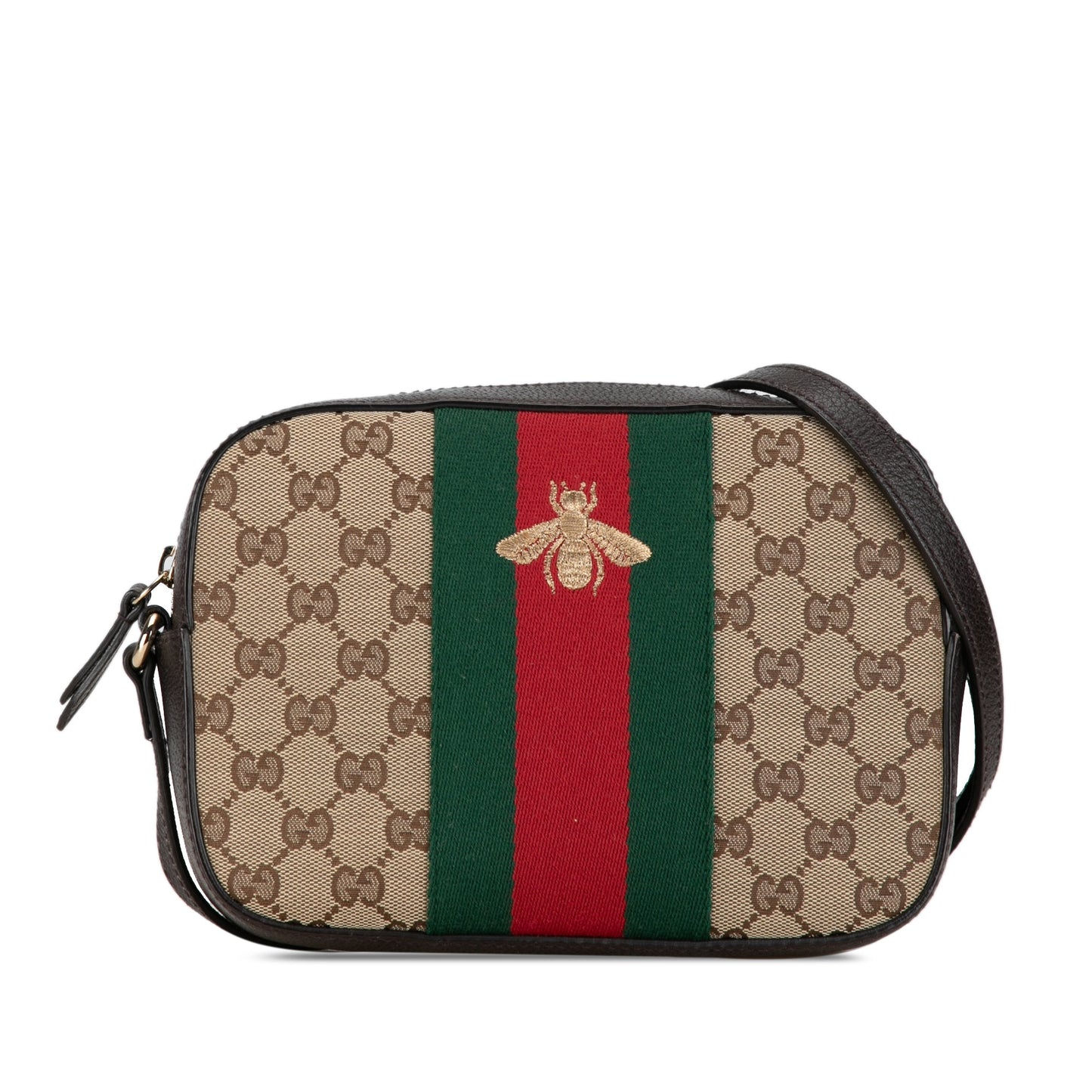 Gucci Webby Bee Crossbody Brown GG Canvas