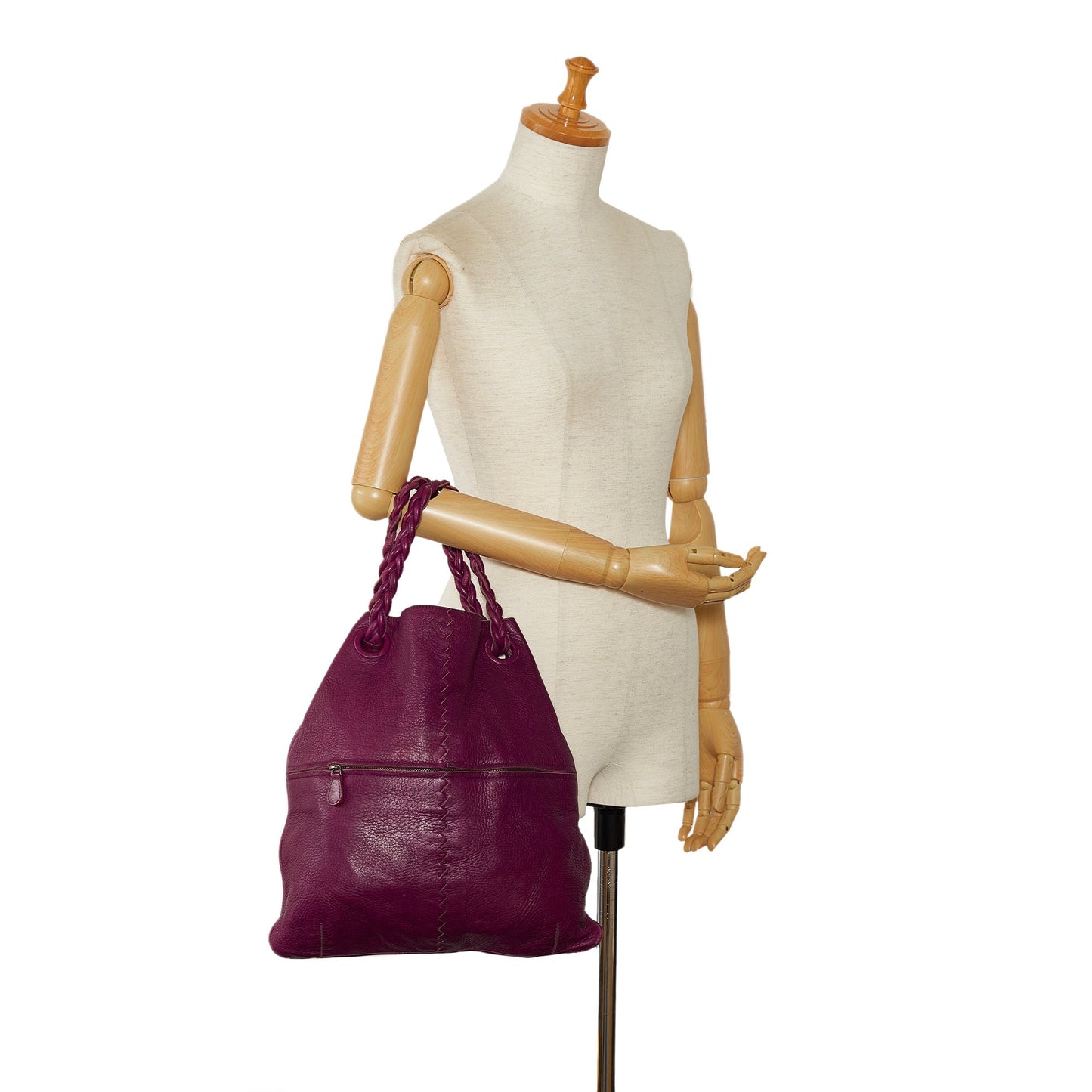 Purple Bottega Veneta Leather Julie Tote Bag